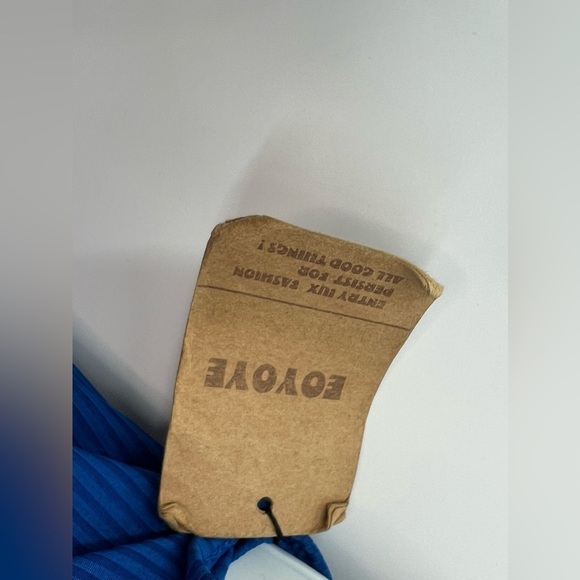 Eoyoye Blue Cut-Out Ribbed Dress M | Sleeveless & Backless Bodycon NWT - Picture 5 of 5